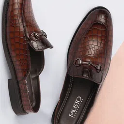 FAUSTO Men Textured Ethnic Lightweight Mules-image-8