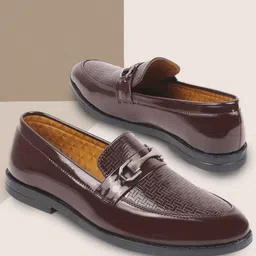 FAUSTO Men Textured Round Toe Formal Loafers-picture-32