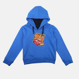 YK Disney Boys BlueRed Cars Print Hooded Sweatshirt With Attached Face Covering-picture-36
