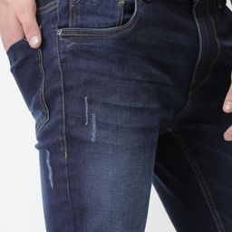 Mast & Harbour Men Blue Slim Fit Mid-Rise Mildly Distressed Stretchable Jeans-image-93