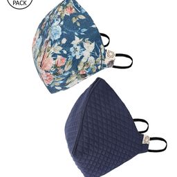 VASTRAMAY Unisex Blue Pack of 2 Printed Reusable 4-Ply Cloth Masks-83
