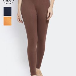 GRACIT Women Pack of 3 Solid Ankle-Length Leggings-image-16