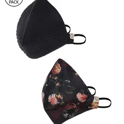 VASTRAMAY Unisex Black Pack of 2 Reusable 4-Ply Cloth Masks-81