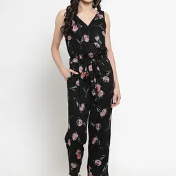 Sera Black & Pink Printed Basic Jumpsuit-image-126