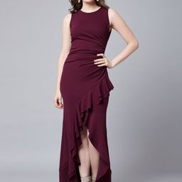 Athena Maroon Cotton Maxi Dress-image-12
