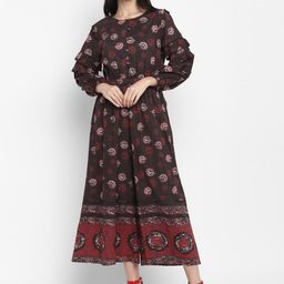 BLANC9 Black & Brown Printed Basic Jumpsuit-1