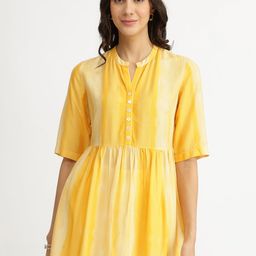 Pink Fort Women Rayon Stripe Play Tunic Yellow-picture-55