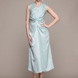 bebe Future Glam Satin A-Line Midi Dress with Twisted Detail-image-34