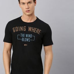 Huetrap Men Black Printed Round Neck Sustainable T-shirt-image-4