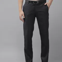 Arrow Men Checked Tailored Regular Fit Mid-Rise Plain Woven Flat-Front Formal Trousers-picture-10