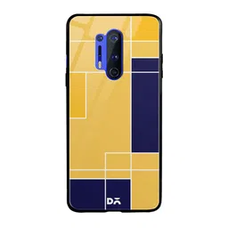 DailyObjects Yellow & Blue Banana Milkshake Blocks OnePlus 8 Pro Glass Case-33