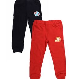 YK Marvel Boys Pack of 2 Solid Slim Fit Joggers with Avengers Iron Man Print Detail-picture-9