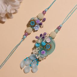 Voylla Designer Floral Bhaiya Bhabhi Rakhi Set-image-71
