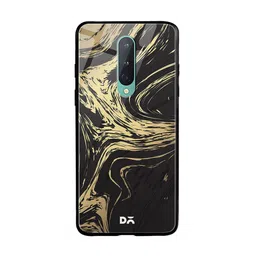 DailyObjects Black & Gold-Toned Marble Art OnePlus 8 Glass Mobile Case-picture-39