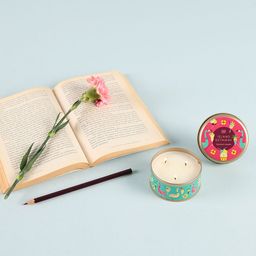 Chumbak Teal Green & Pink Printed Scented Travel Tin Candle-20