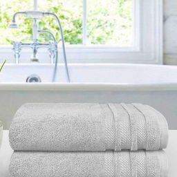 MYTRIDENT Grey Set Of 2 625 GSM Solid Bath Towels-10