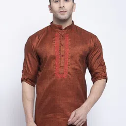 KLOTTHE Men Thread Work Kurta-image-0
