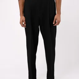 Tailoraedge Men Solid Relaxed Pleated Trousers-picture-23