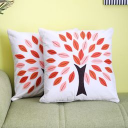 VarEesha White & Red Set of 2 Quirky Square Cushion Covers-45