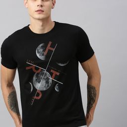 Huetrap Men Black Printed Round Neck Sustainable T-shirt-image-69