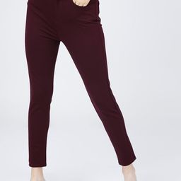 Tokyo Talkies Women Maroon Slim Fit Regular Trousers-image-91