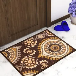 Athom Trendz Brown & Yellow Printed Anti-slip Doormat-23