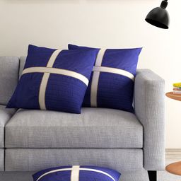 ANS Navy Set of 3 Brocade 16'' x 16'' Square Cushion Covers-6