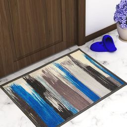 Athom Trendz Blue & Brown Printed Anti-Slip Doormat-42