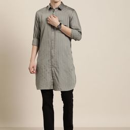 HERE&NOW Men Woven Design Geometric Kurta-image-41