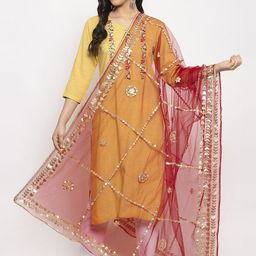 Clora Creation Maroon & Gold-Toned Gotta Patti Embellished Dupatta-picture-33