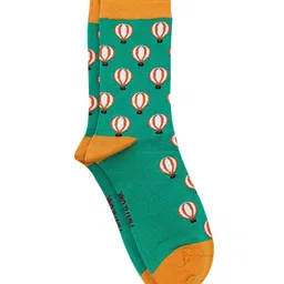 Mint & Oak Men Green & Orange Patterned Calf-Length Socks-14