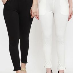 TAG 7 Women Pack Of 2 Solid Ankle-Length Straight-Fit Leggings-image-91