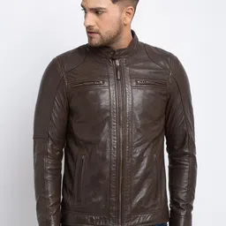 Teakwood Leathers Men Brown Solid Lightweight Leather Jacket-43