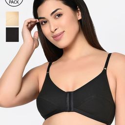 Bodycare Black & Beige Solid Set of 3 Non-Wired Non Padded Everyday Bra 1568BSB-3PCS-80