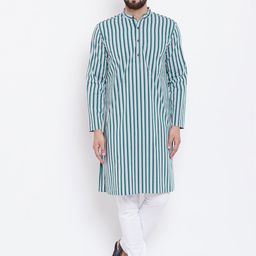 even Men Grey Striped Straight Kurta-picture-23