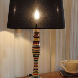 Grated Ginger Black Self Design Bedside Standard Table Lamp with Shade-58