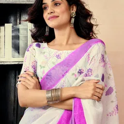 Mitera Ethnic Motifs Pure Linen Ready to Wear Saree-picture-11