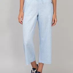 Beverly Hills Polo Club Women Blue Regular Fit Printed Regular Trousers-image-56