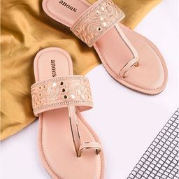 Anouk Women Open Toe Flats with Laser Cuts-picture-3