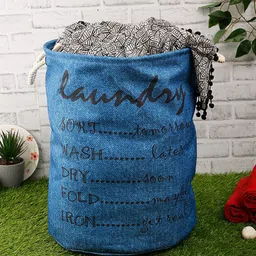 ROMEE Blue & Black Text Printed Laundry Bag-41