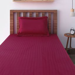 SWAYAM Wine-Coloured 200 TC Cotton Single Bedsheet with 1 Pillow Cover-1