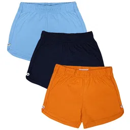 Luke & Lilly Girls Pack of 3 Orange & Blue Solid Regular Fit Regular Shorts-image-38