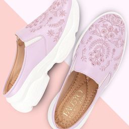 FAUSTO Women Embroidered Lightweight Mule Sneakers-45