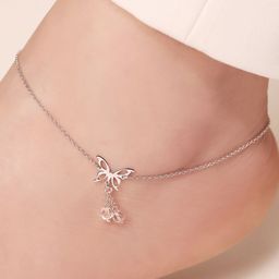 Zavya Rhodium-Plated Artificial Stones Anklet-image-3