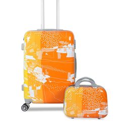 Polo Class Orange Printed Trolley Bag with Vanity Bag-picture-56