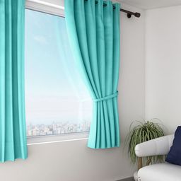 Swayam Turquoise Blue Single Blackout Window Curtain-76