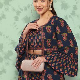 Yufta Pure Cotton Floral Print Top with Palazzos & Shrug Co-ords-image-25