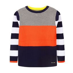 Cherry Crumble Boys Grey & Orange Colourblocked Pullover Sweater-picture-55