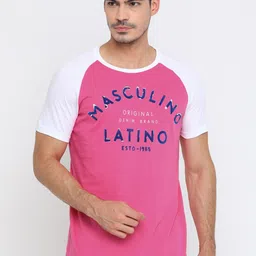 Masculino Latino Men Pink & White Printed Round Neck T-shirt-picture-27
