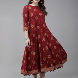 Anouk Women Maroon & Golden Printed Anarkali Kurta-52